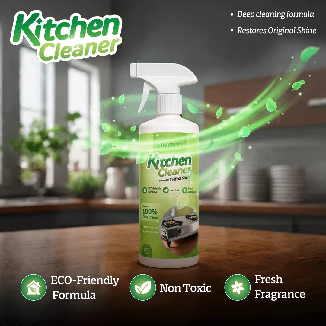 Shyynor Kitchen Cleaner & Degreaser 500ml | Eco-Friendly Grease, Oil & Stain Remover | Multi-Surface Cleaner for Stoves, Chimneys, Sinks & Countertops